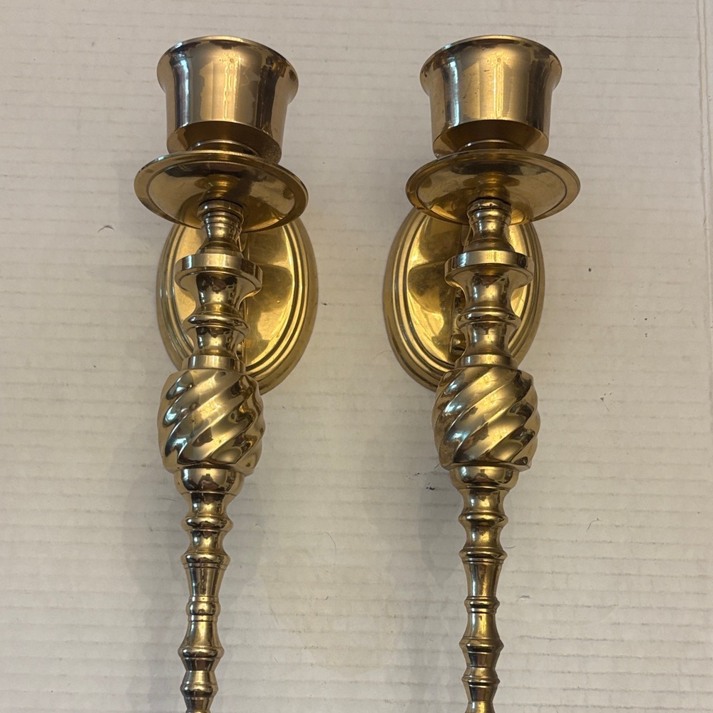 Brass Wall Sconces Pair - Polished Gold Finish made in India